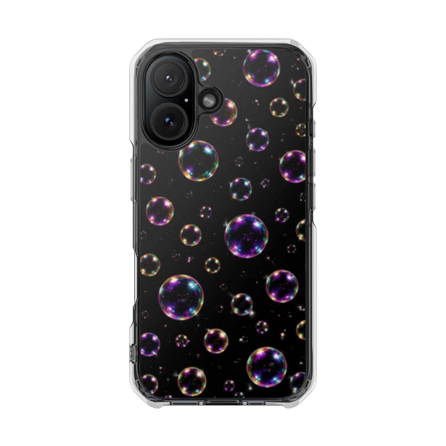 Black Bubbles Magnetic Clear iPhone Impact Cases