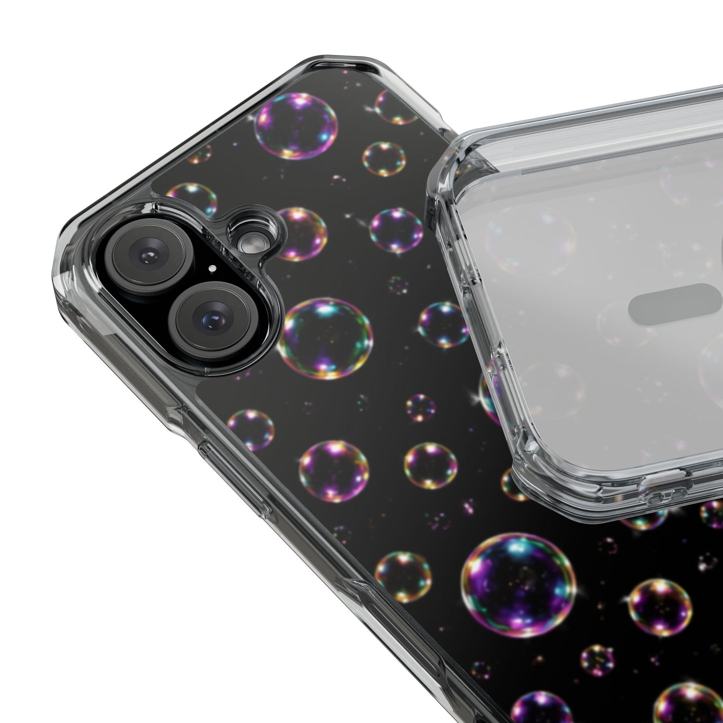 Black Bubbles Magnetic Clear iPhone Impact Cases