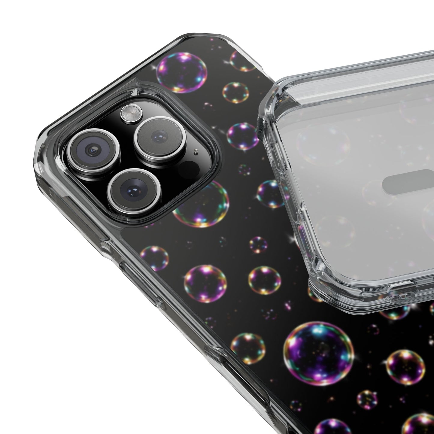 Black Bubbles Magnetic Clear iPhone Impact Cases