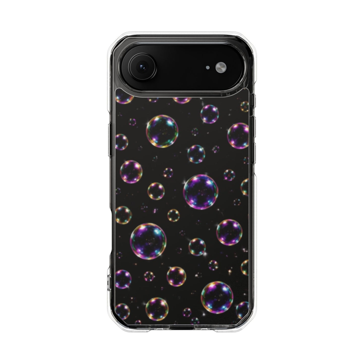 Black Bubbles Magnetic Clear iPhone Impact Cases