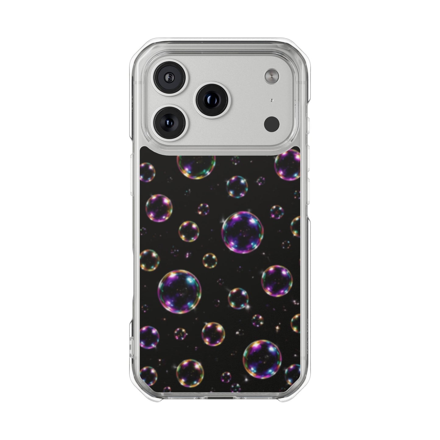 Black Bubbles Magnetic Clear iPhone Impact Cases