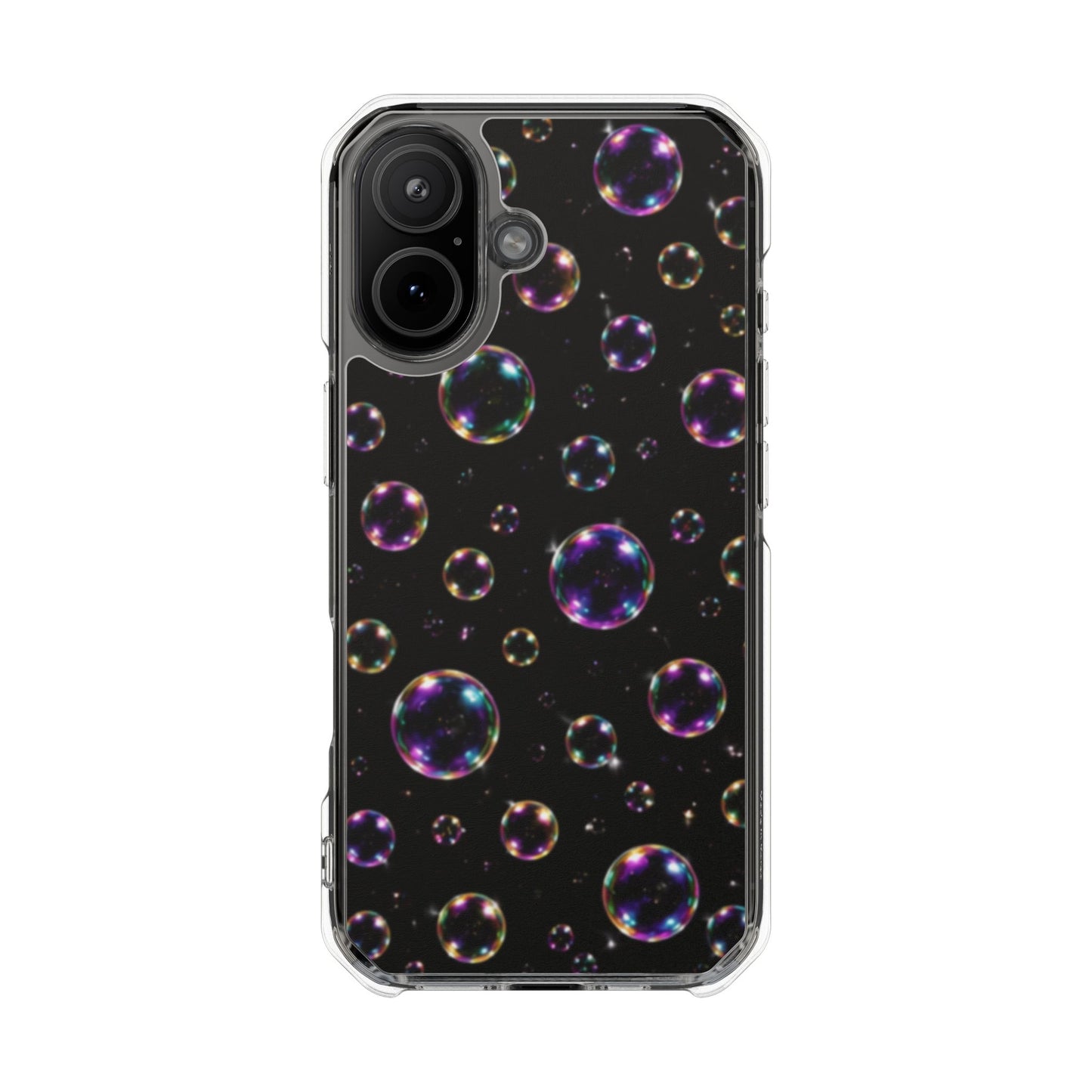 Black Bubbles Magnetic Clear iPhone Impact Cases