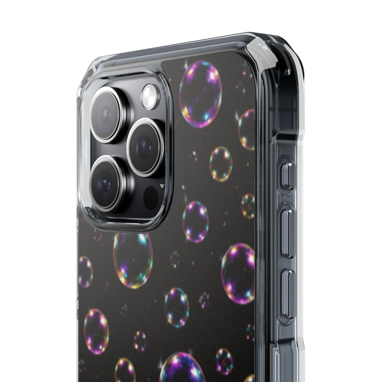Black Bubbles Magnetic Clear iPhone Impact Cases