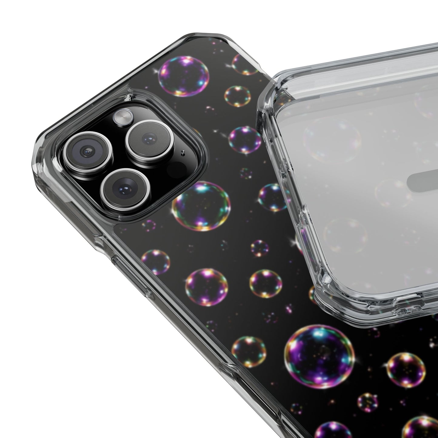 Black Bubbles Magnetic Clear iPhone Impact Cases