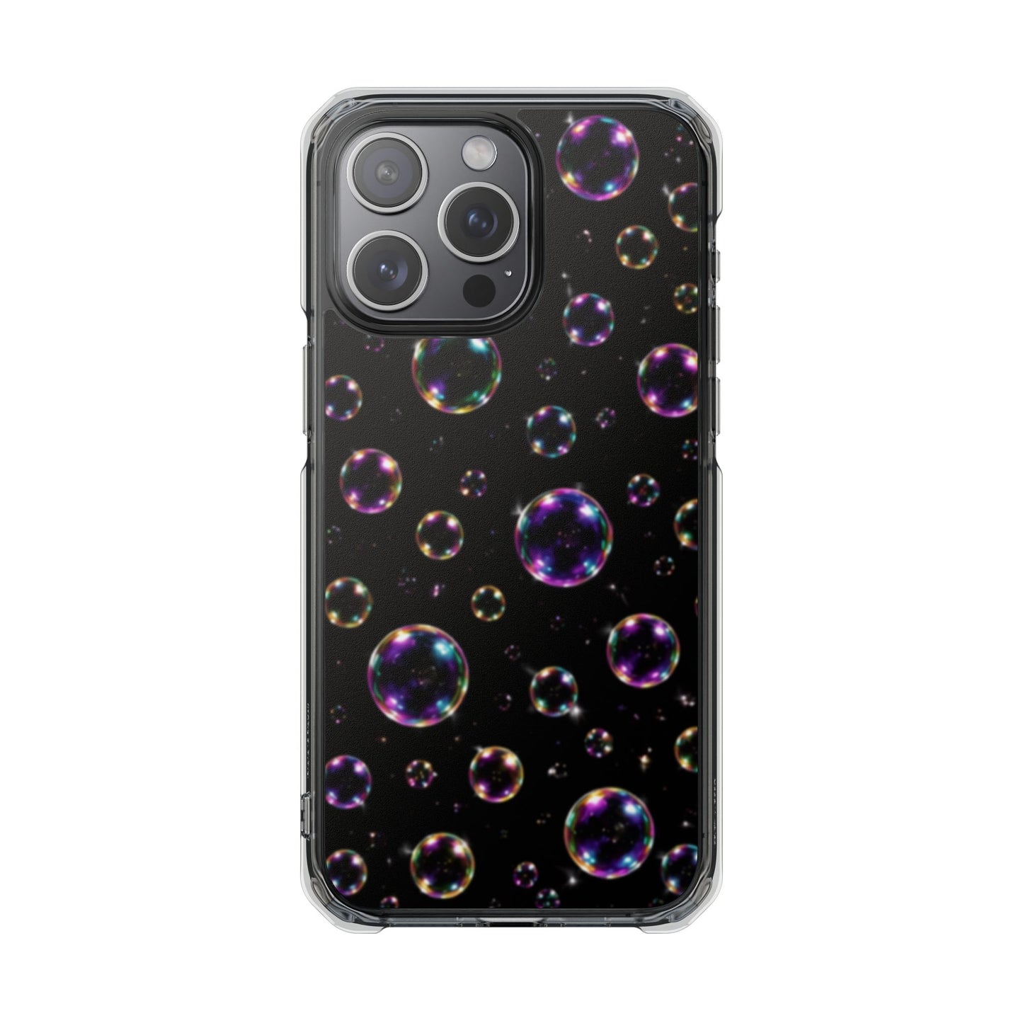 Black Bubbles Magnetic Clear iPhone Impact Cases