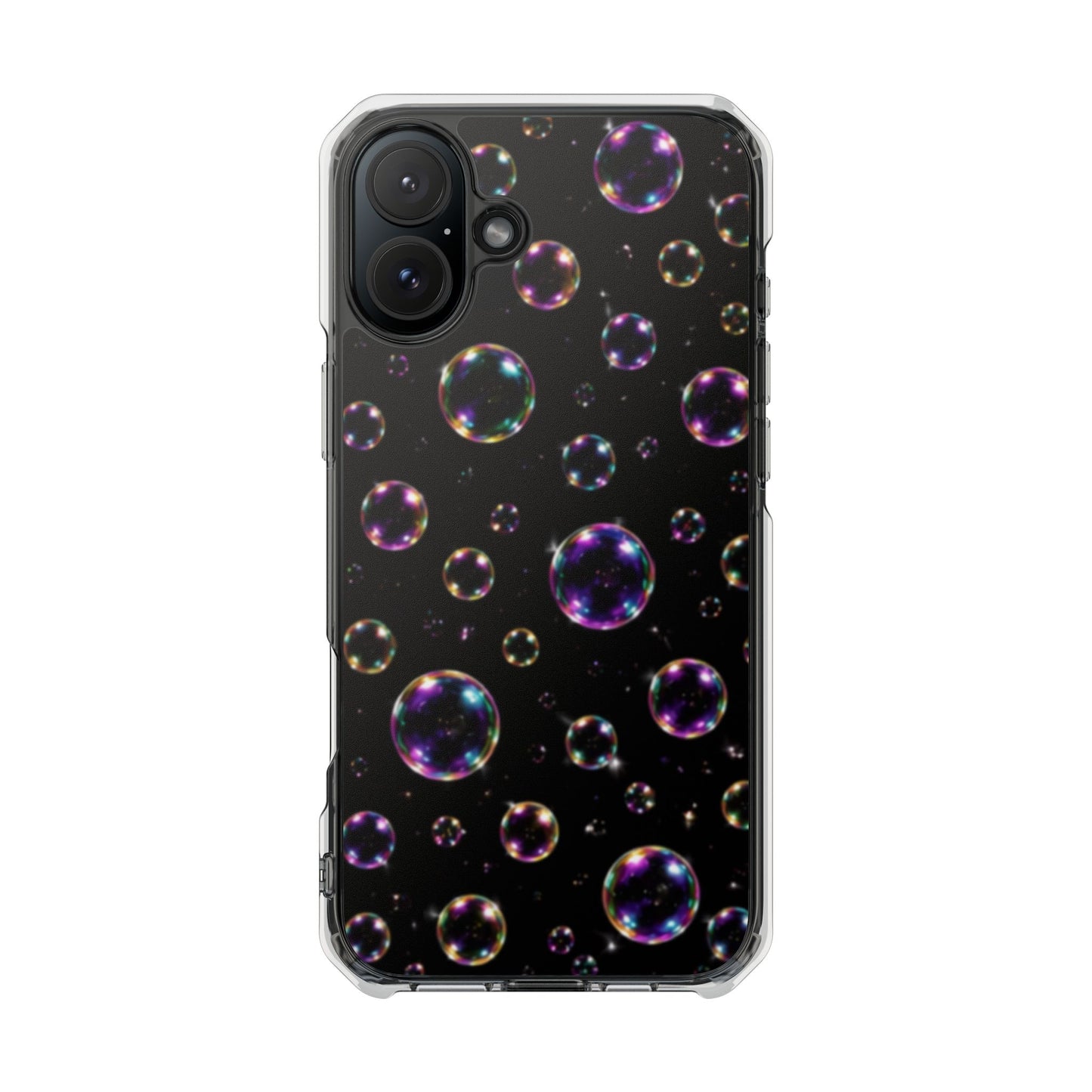 Black Bubbles Magnetic Clear iPhone Impact Cases