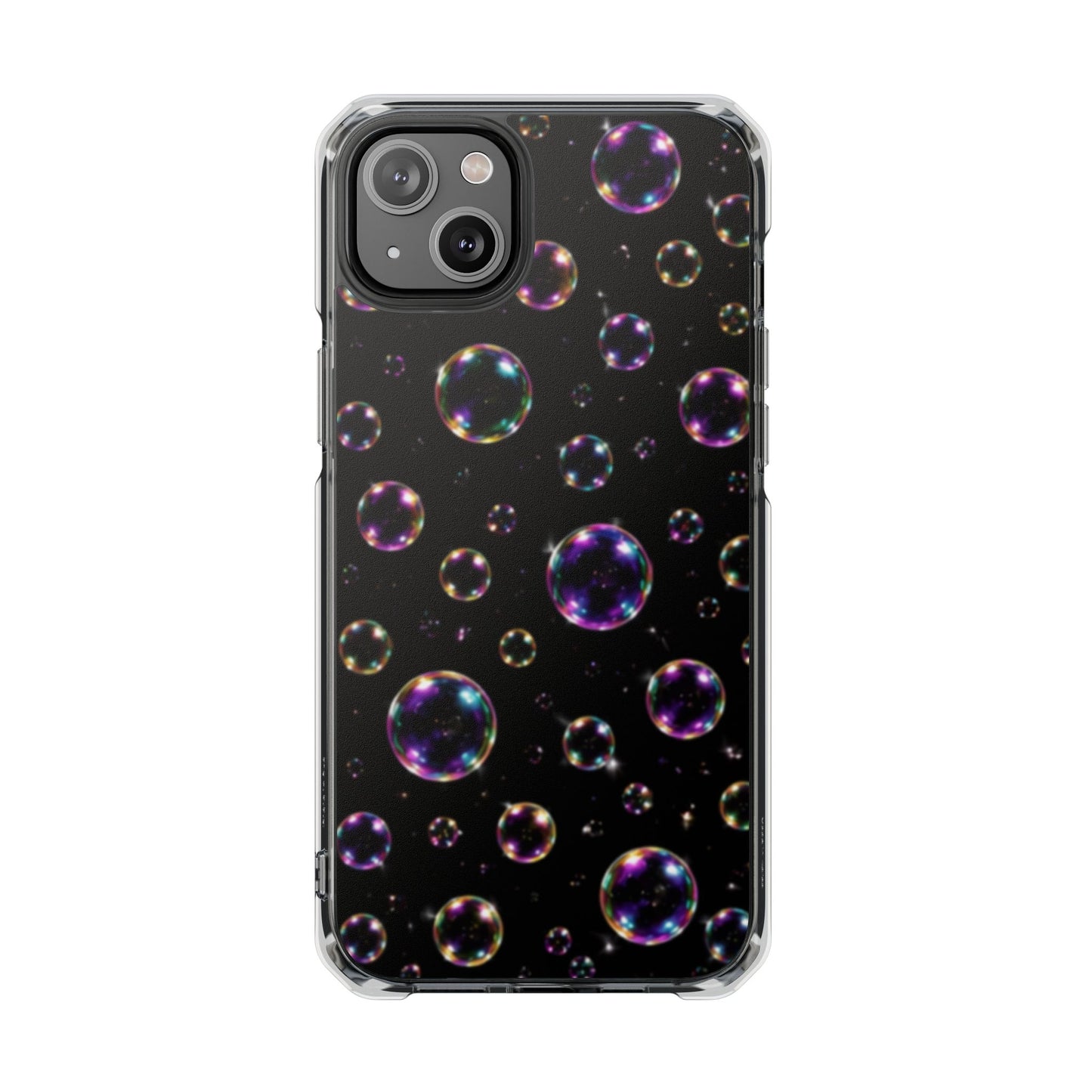 Black Bubbles Magnetic Clear iPhone Impact Cases