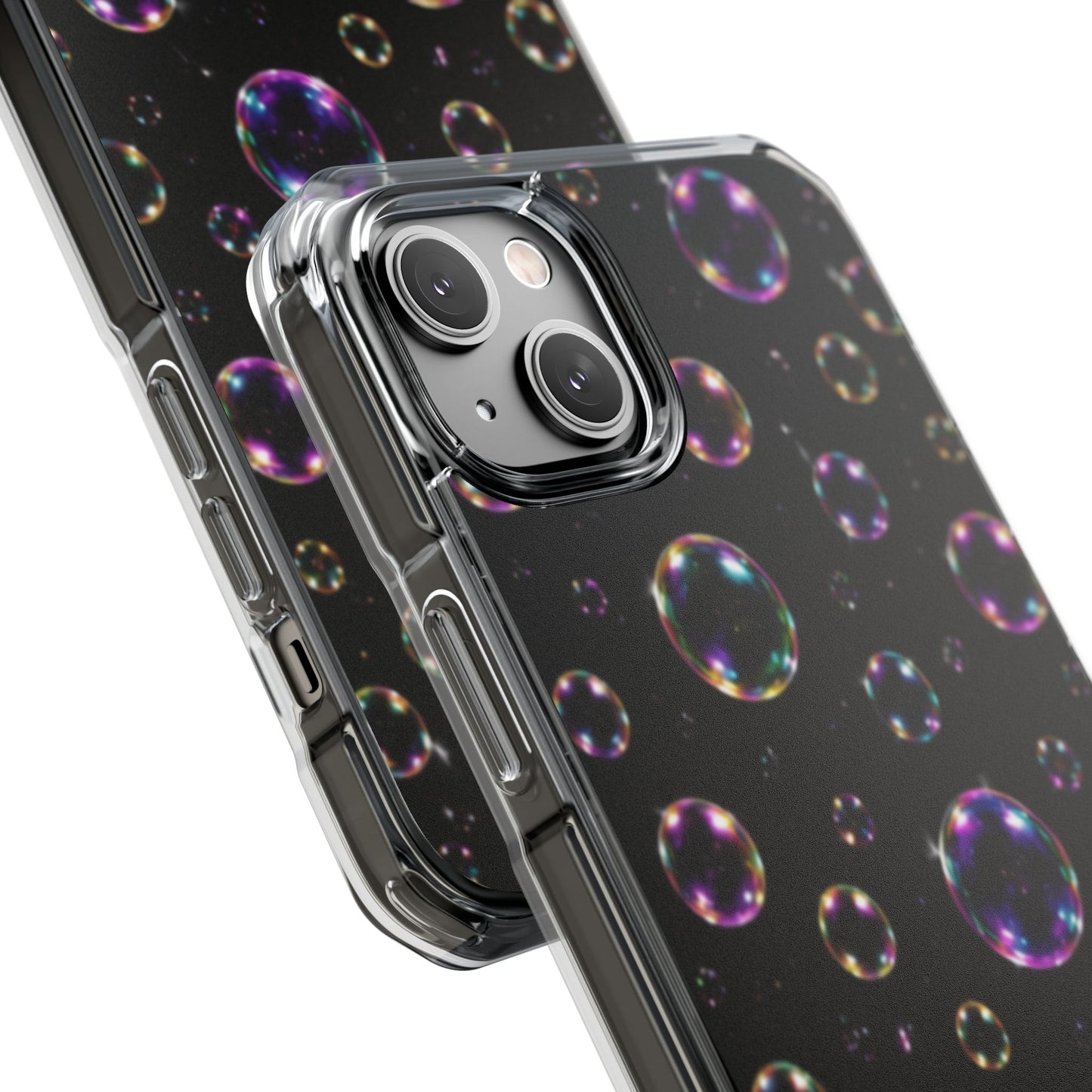 Black Bubbles Magnetic Clear iPhone Impact Cases