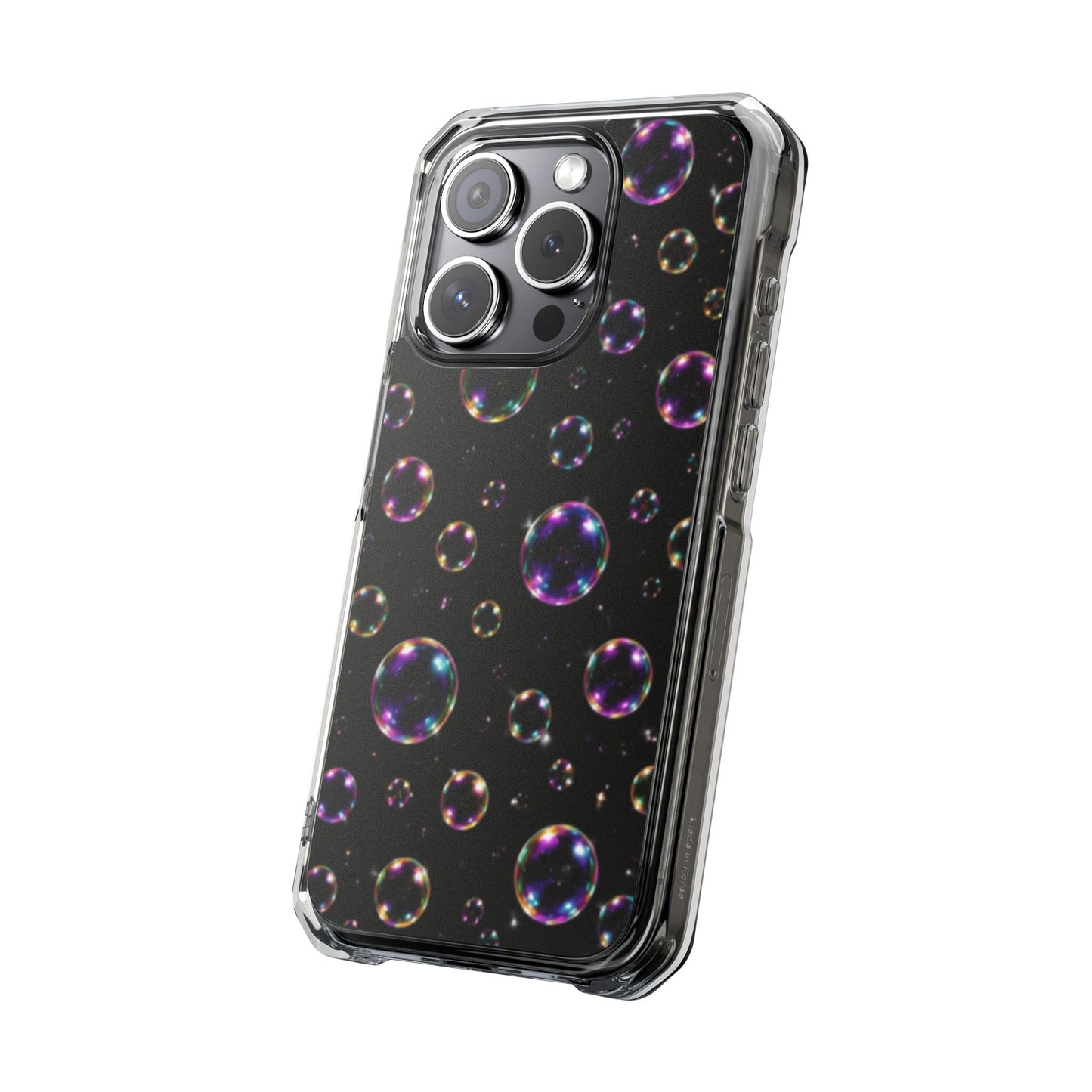 Black Bubbles Magnetic Clear iPhone Impact Cases