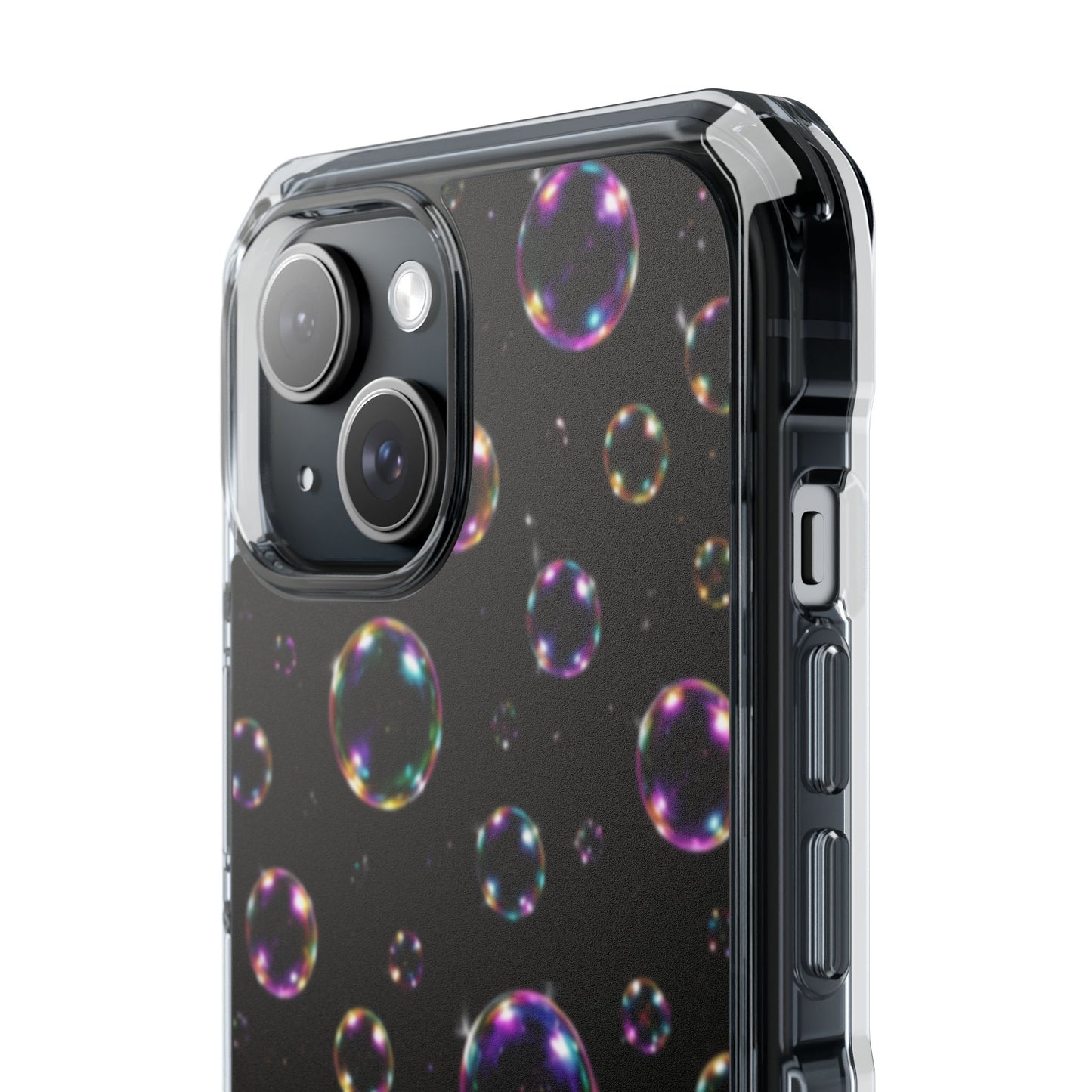 Black Bubbles Magnetic Clear iPhone Impact Cases