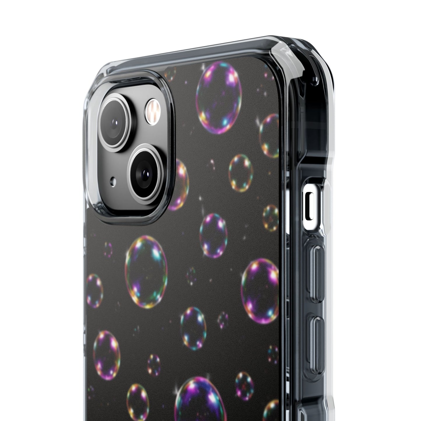 Black Bubbles Magnetic Clear iPhone Impact Cases