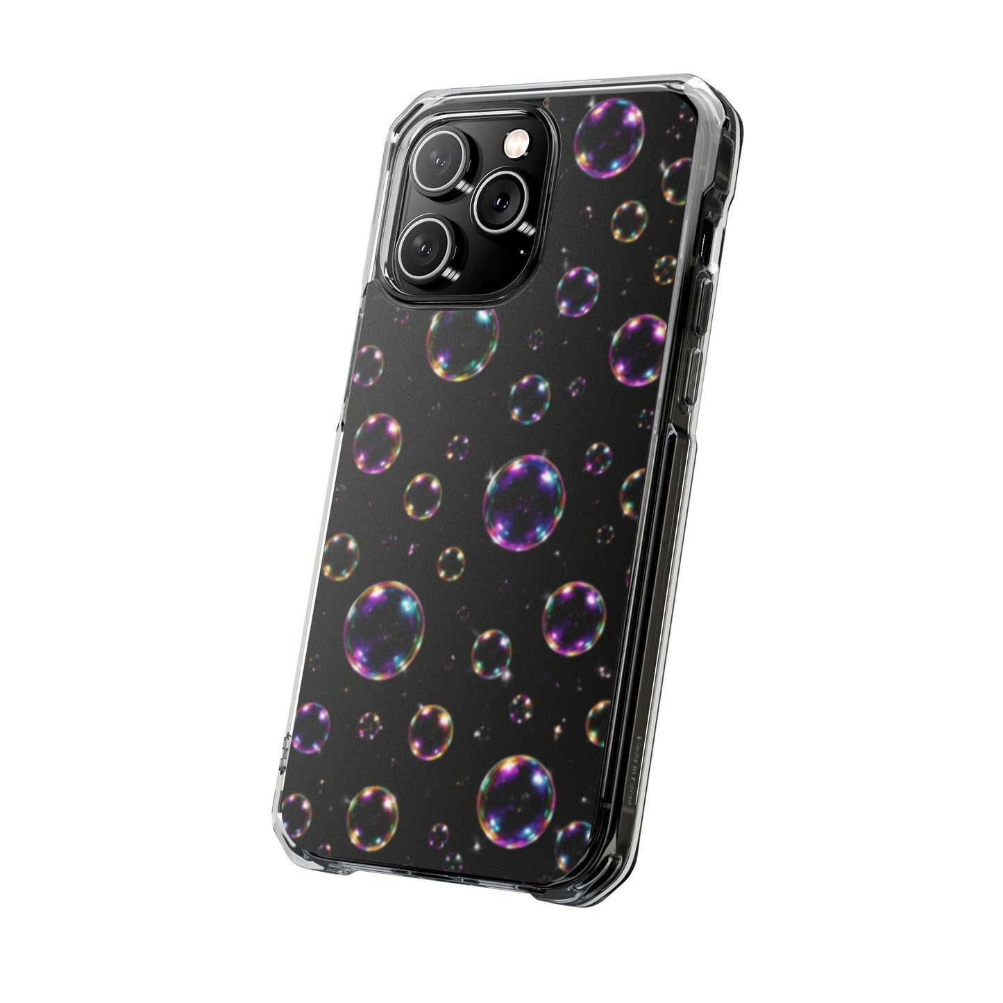 Black Bubbles Magnetic Clear iPhone Impact Cases