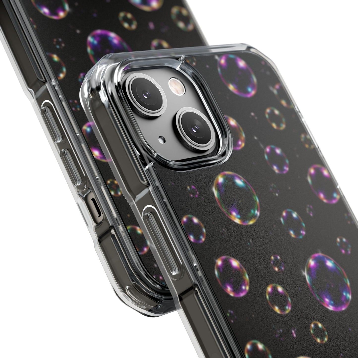 Black Bubbles Magnetic Clear iPhone Impact Cases