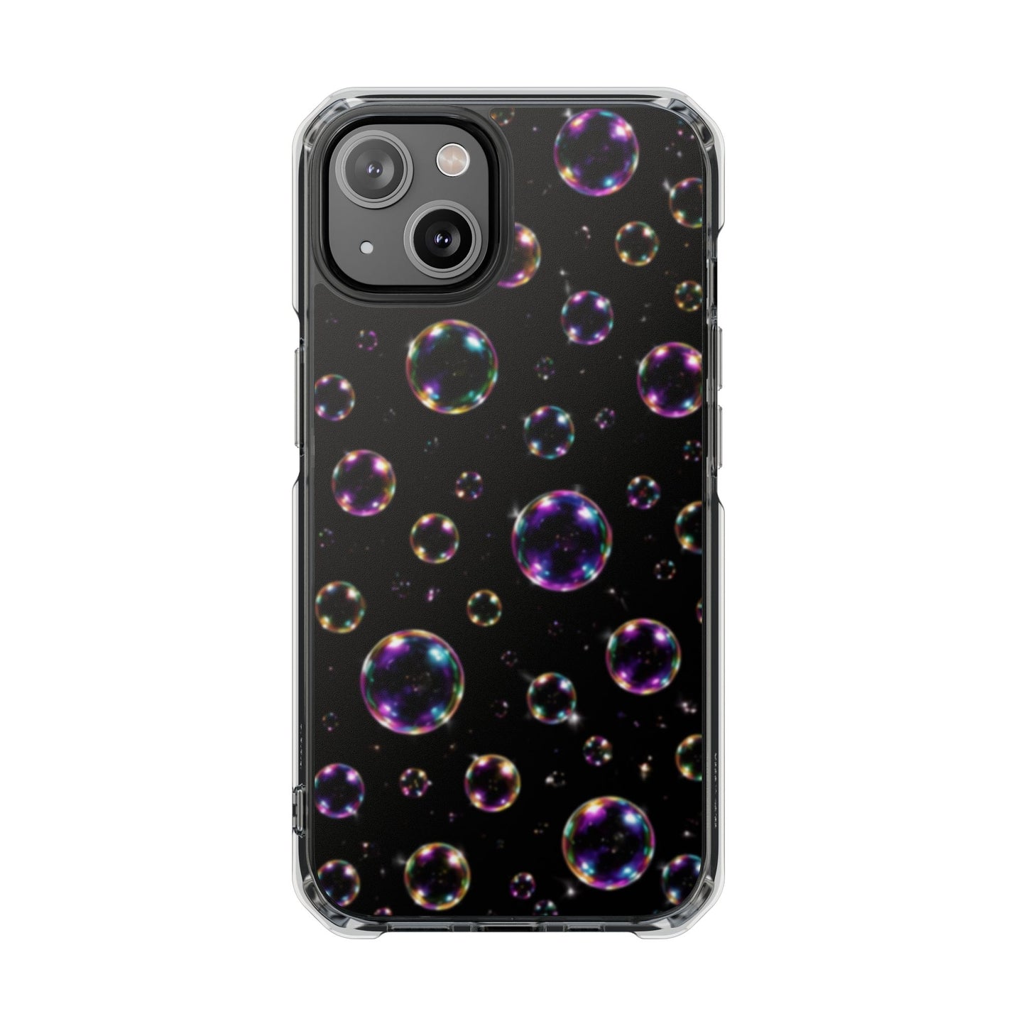 Black Bubbles Magnetic Clear iPhone Impact Cases