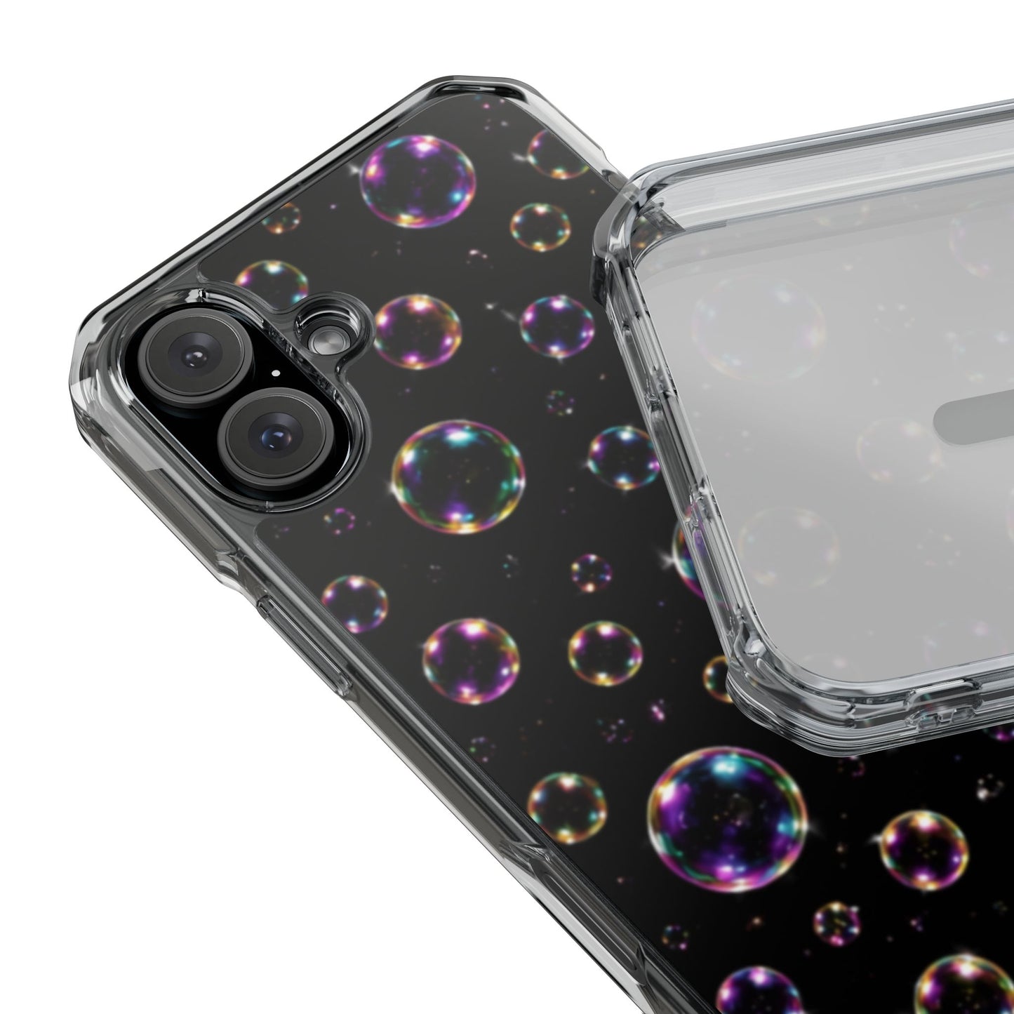 Black Bubbles Magnetic Clear iPhone Impact Cases