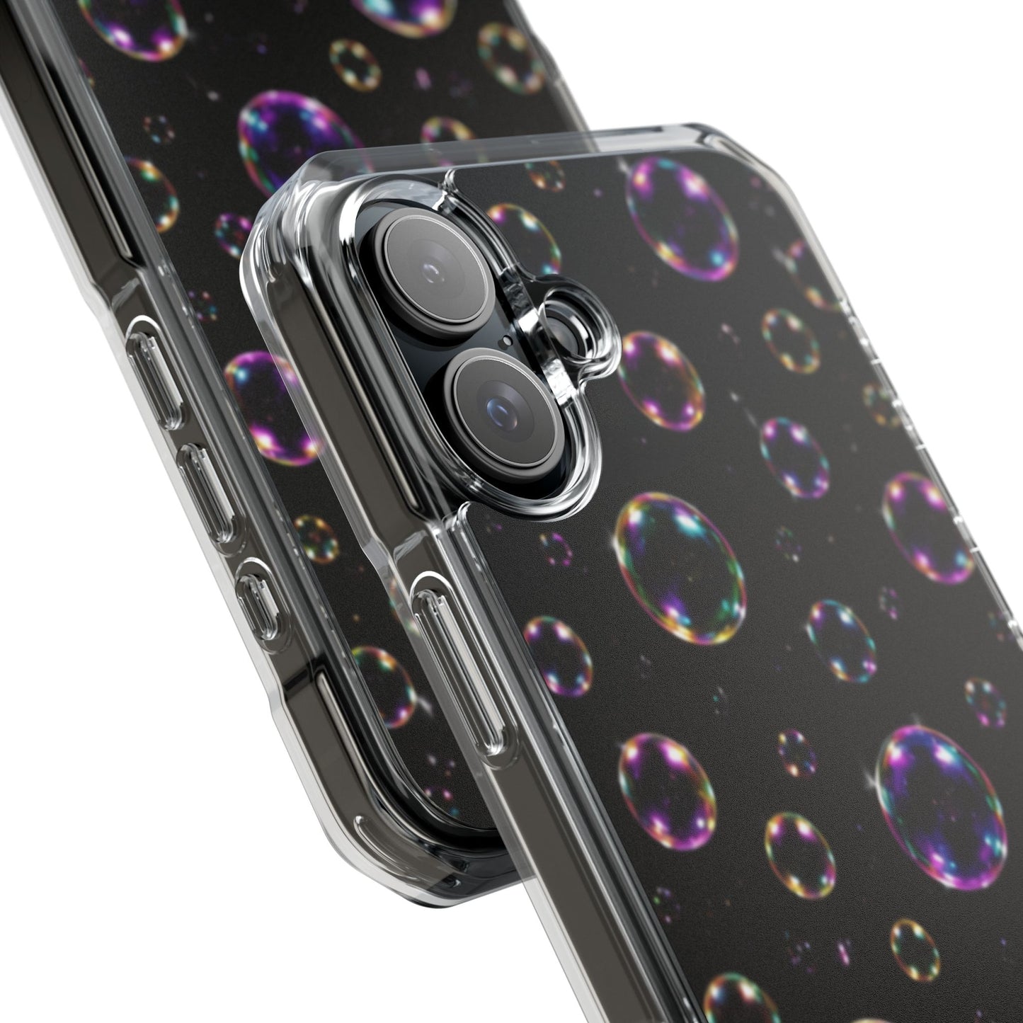 Black Bubbles Magnetic Clear iPhone Impact Cases