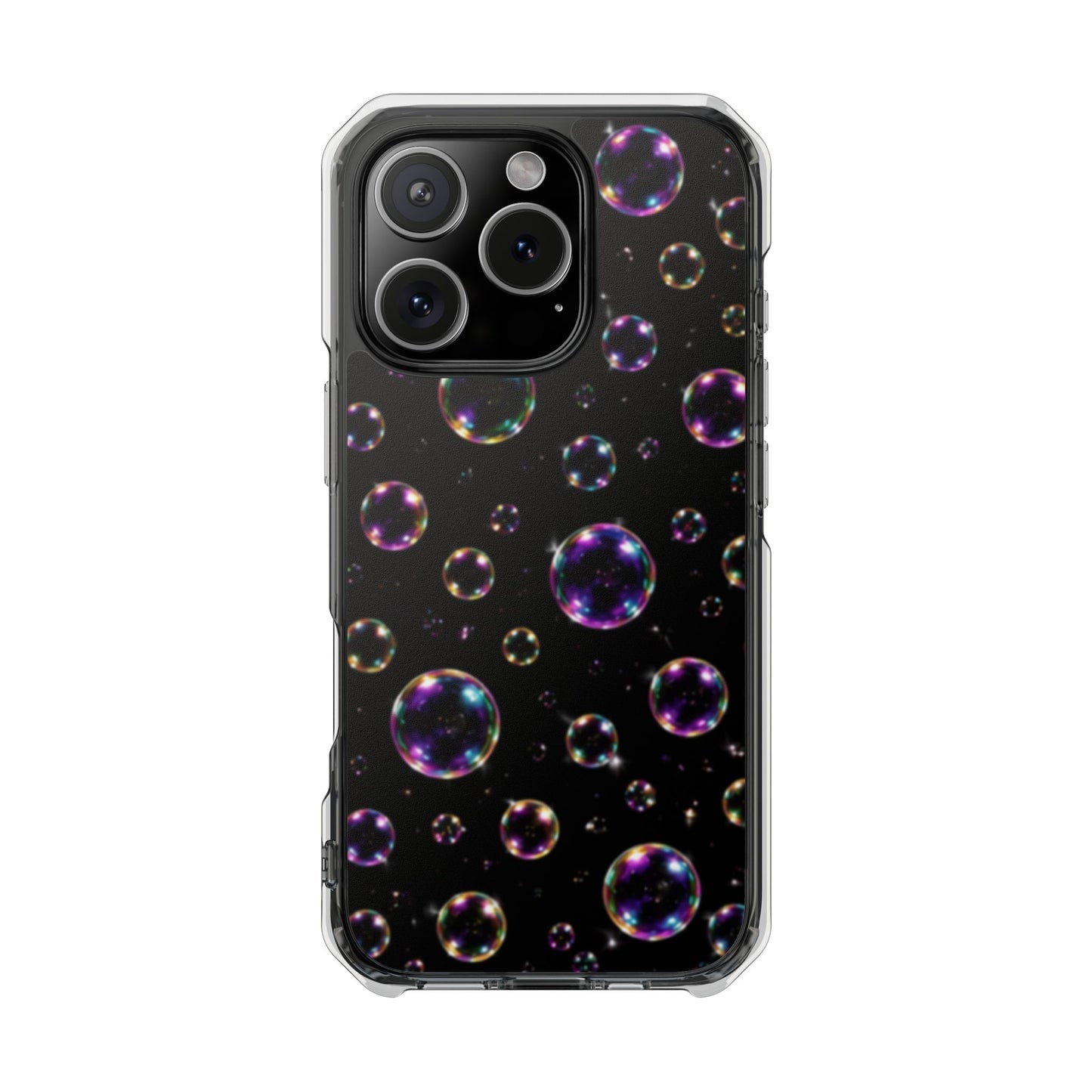 Black Bubbles Magnetic Clear iPhone Impact Cases