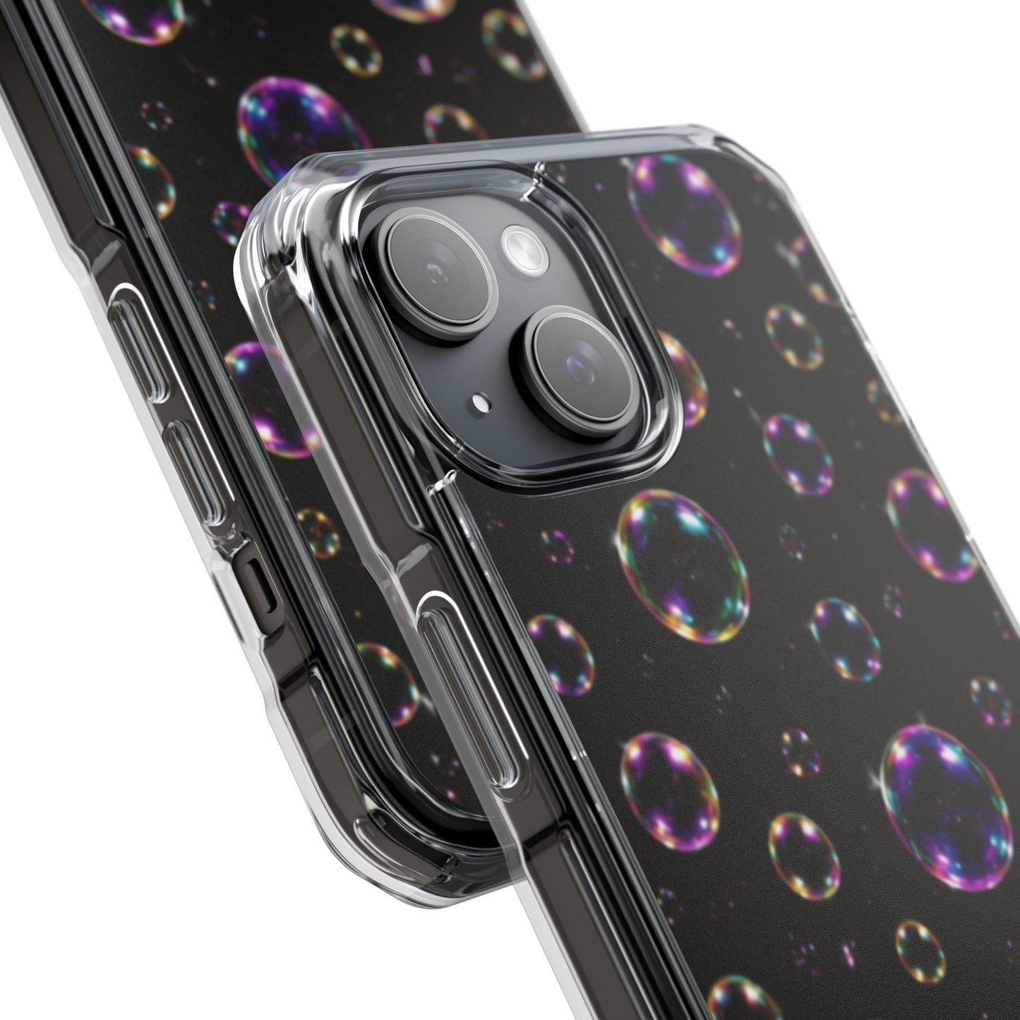 Black Bubbles Magnetic Clear iPhone Impact Cases