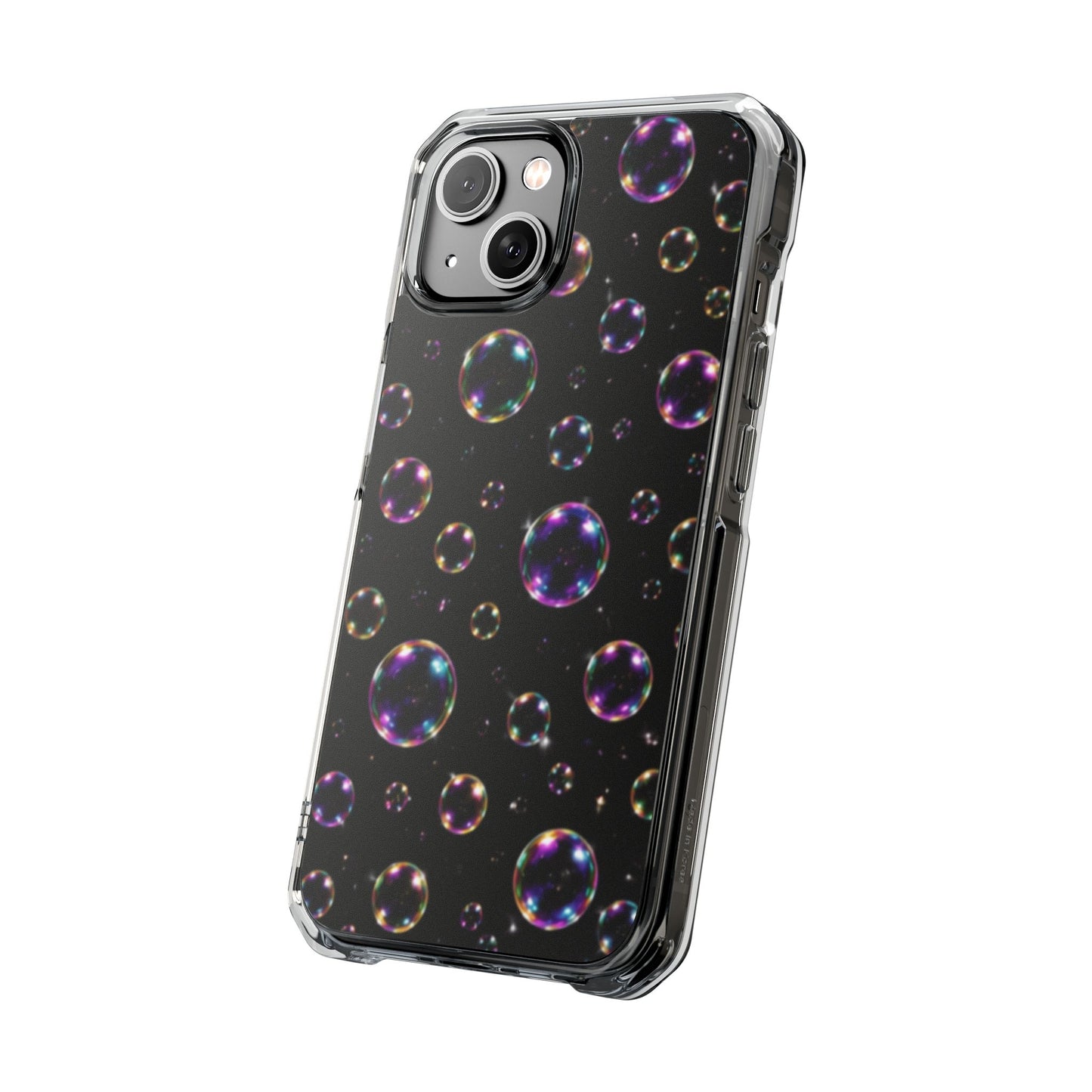 Black Bubbles Magnetic Clear iPhone Impact Cases