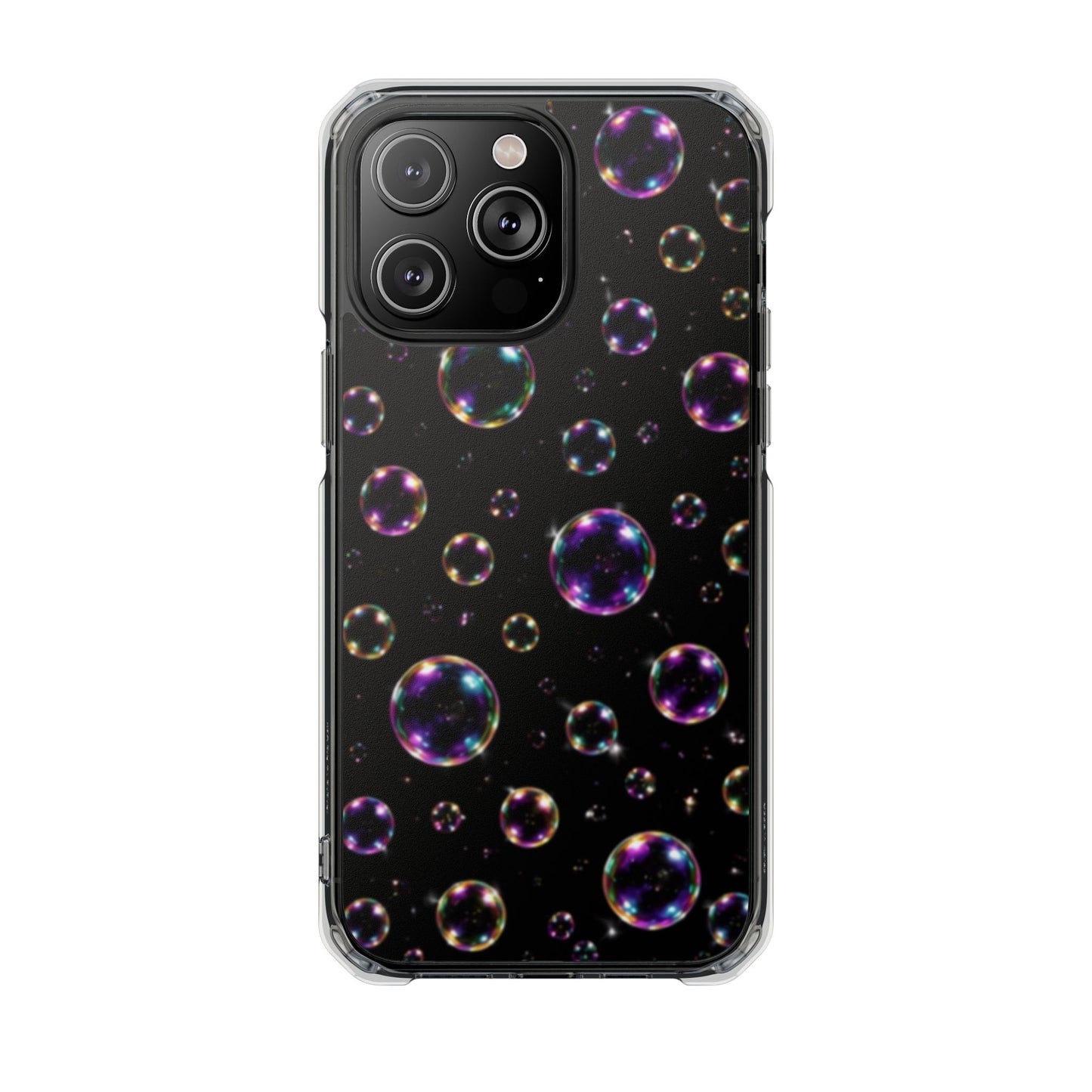 Black Bubbles Magnetic Clear iPhone Impact Cases