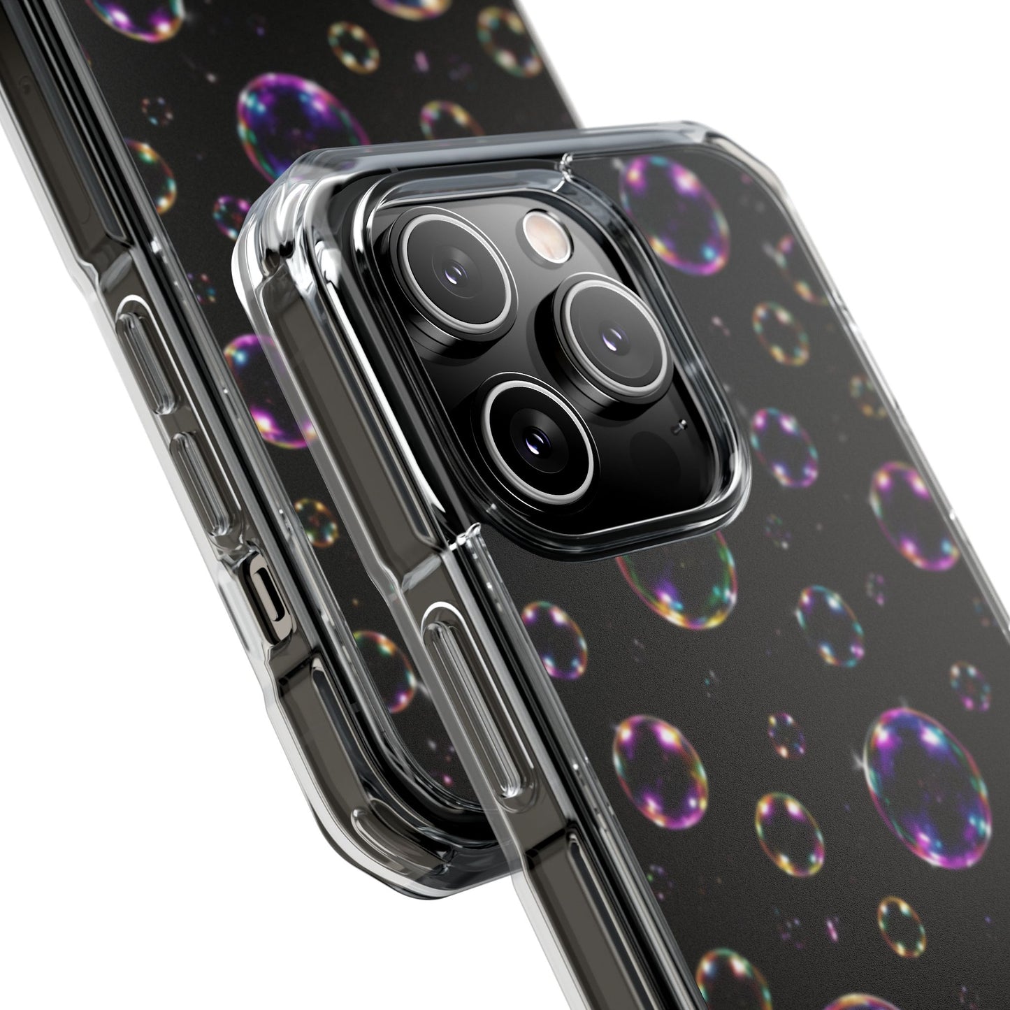 Black Bubbles Magnetic Clear iPhone Impact Cases