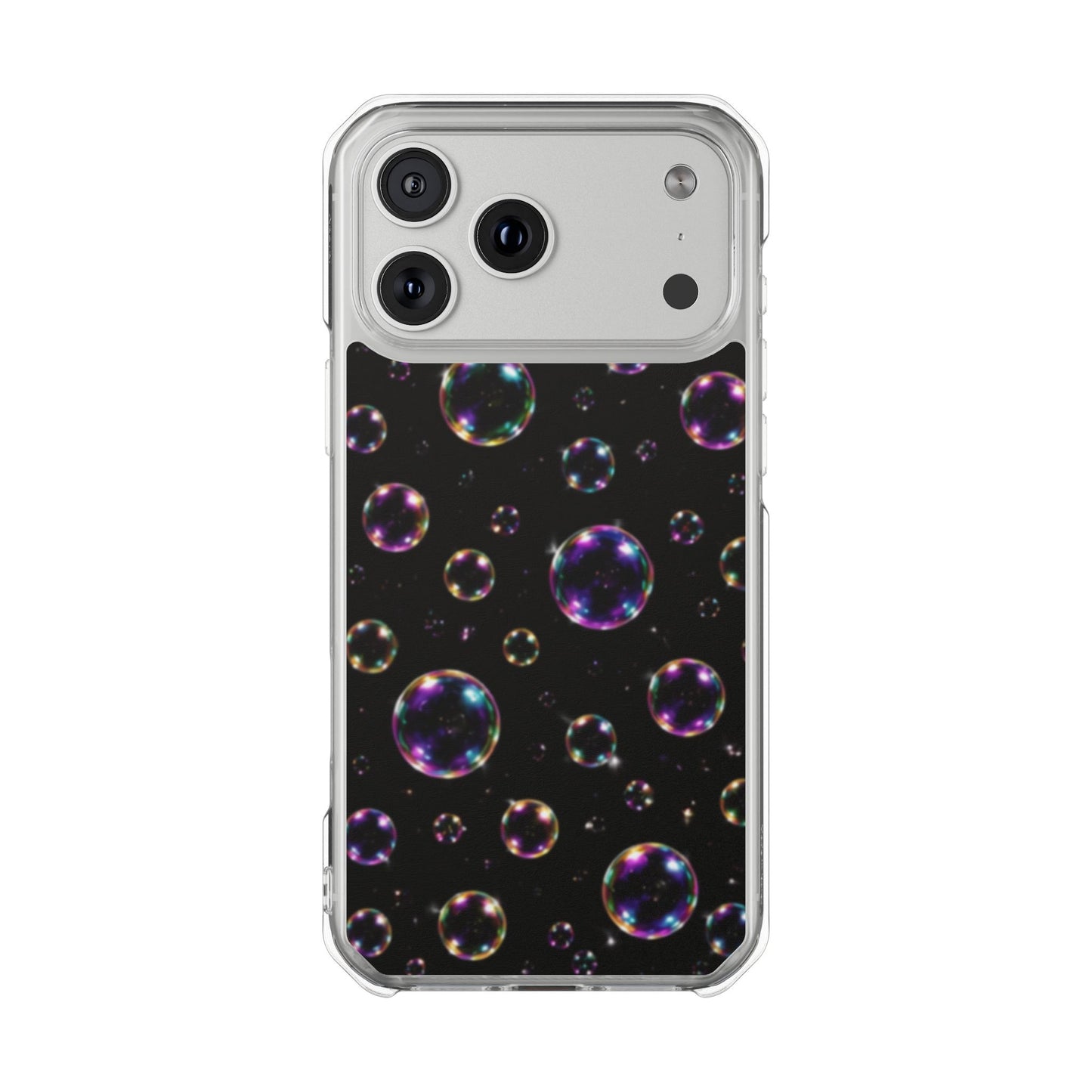 Black Bubbles Magnetic Clear iPhone Impact Cases