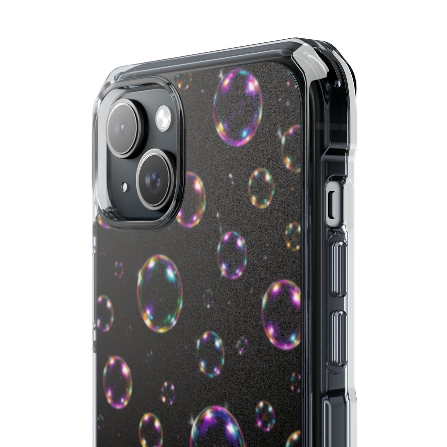 Black Bubbles Magnetic Clear iPhone Impact Cases