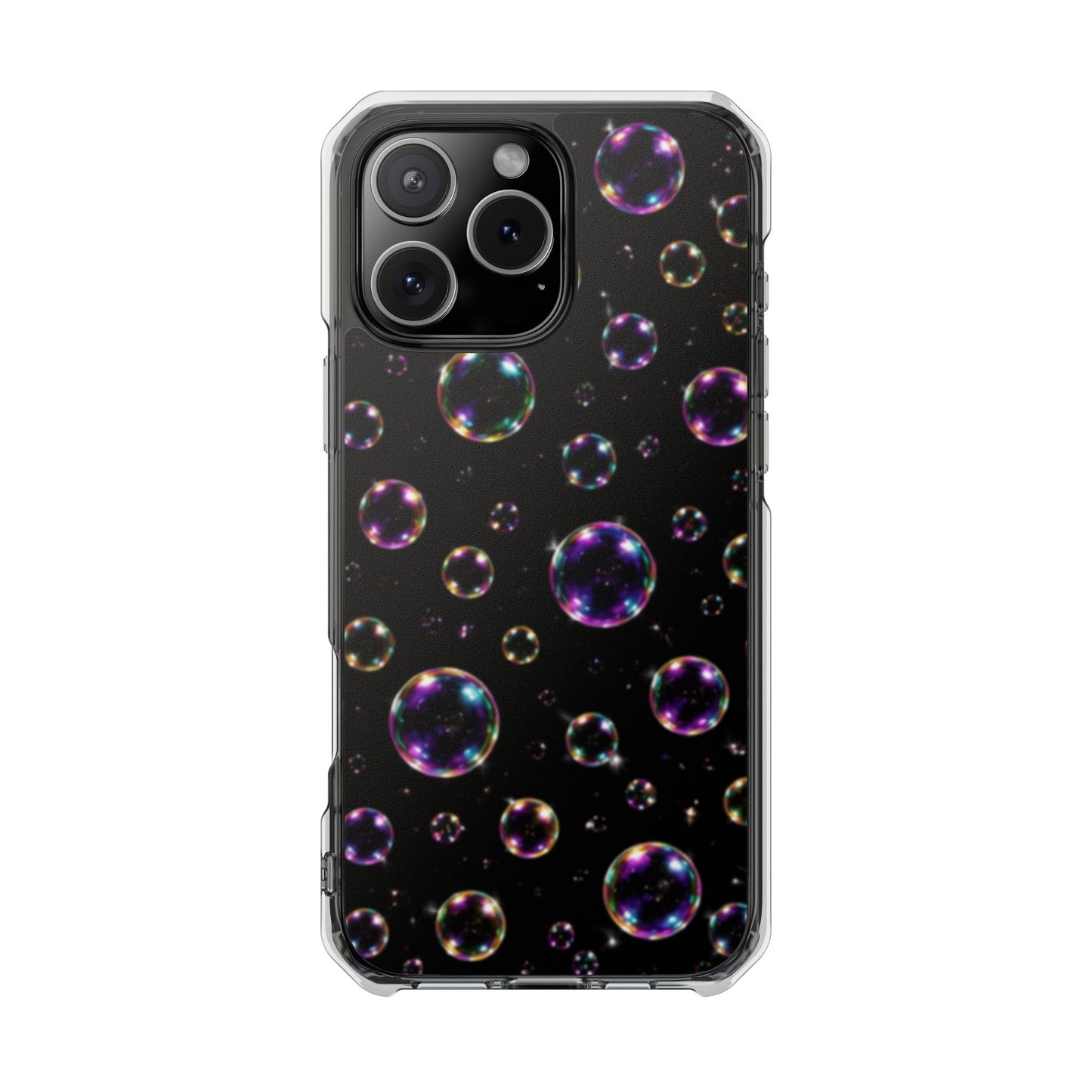 Black Bubbles Magnetic Clear iPhone Impact Cases