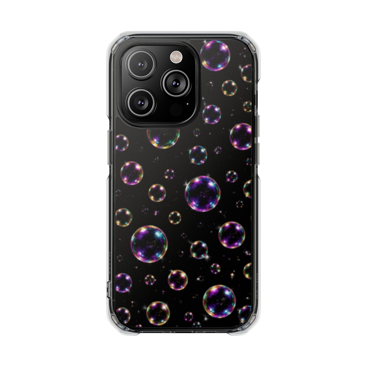 Black Bubbles Magnetic Clear iPhone Impact Cases