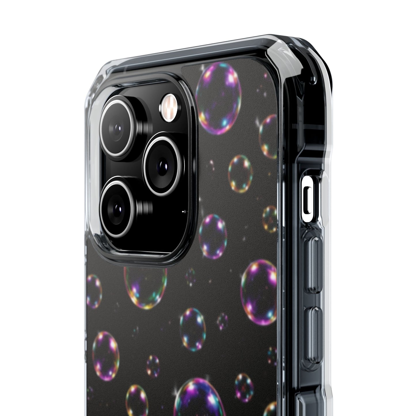 Black Bubbles Magnetic Clear iPhone Impact Cases