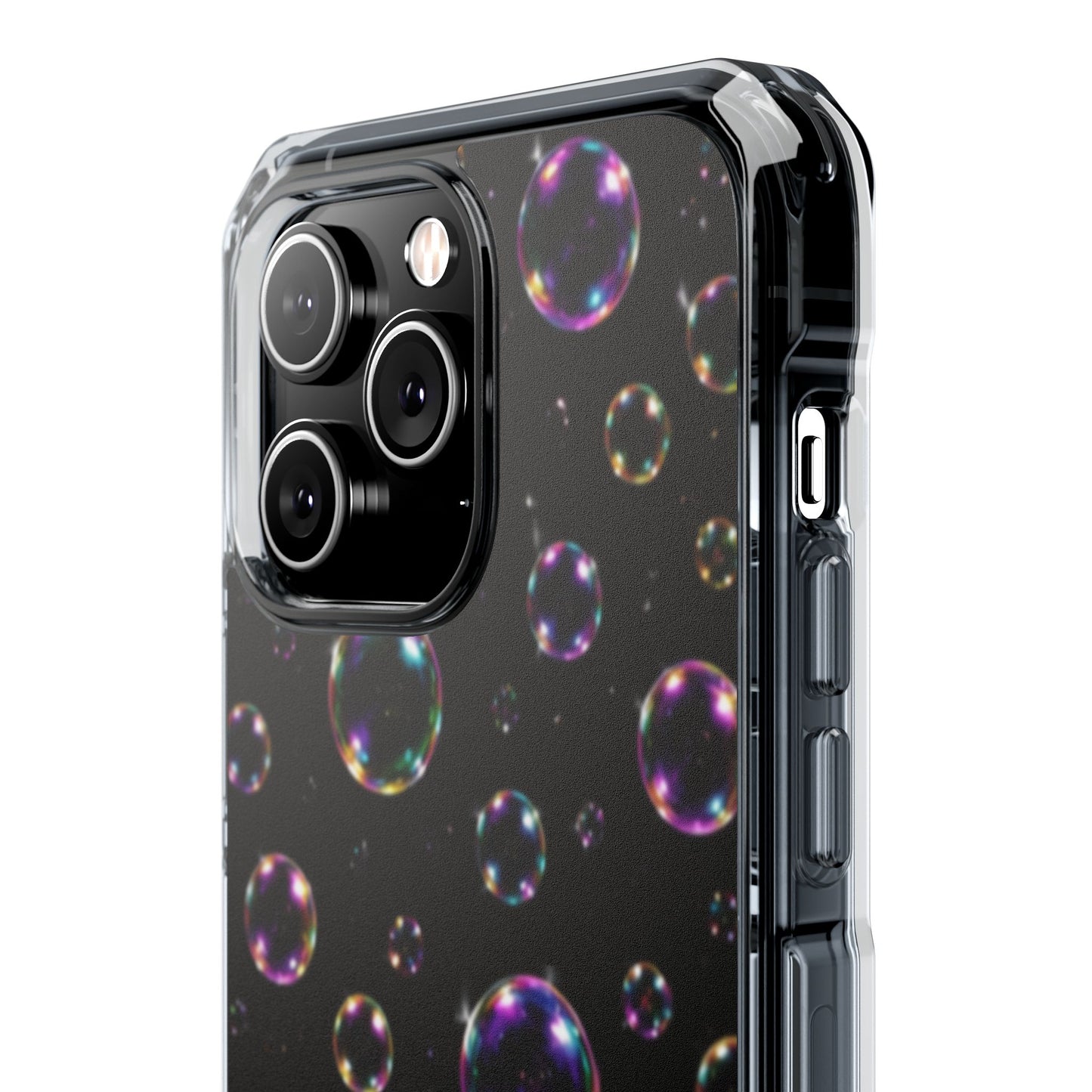 Black Bubbles Magnetic Clear iPhone Impact Cases