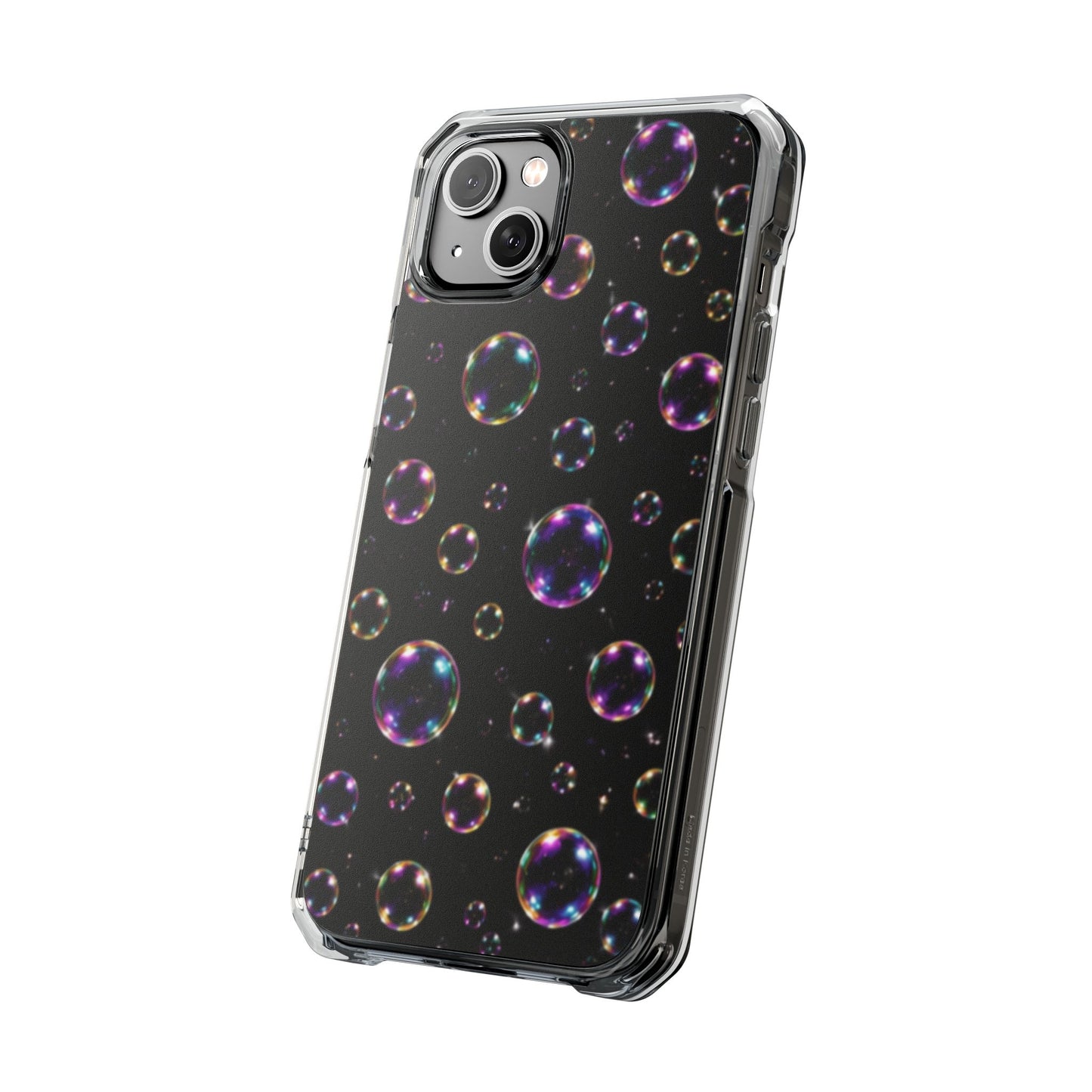 Black Bubbles Magnetic Clear iPhone Impact Cases