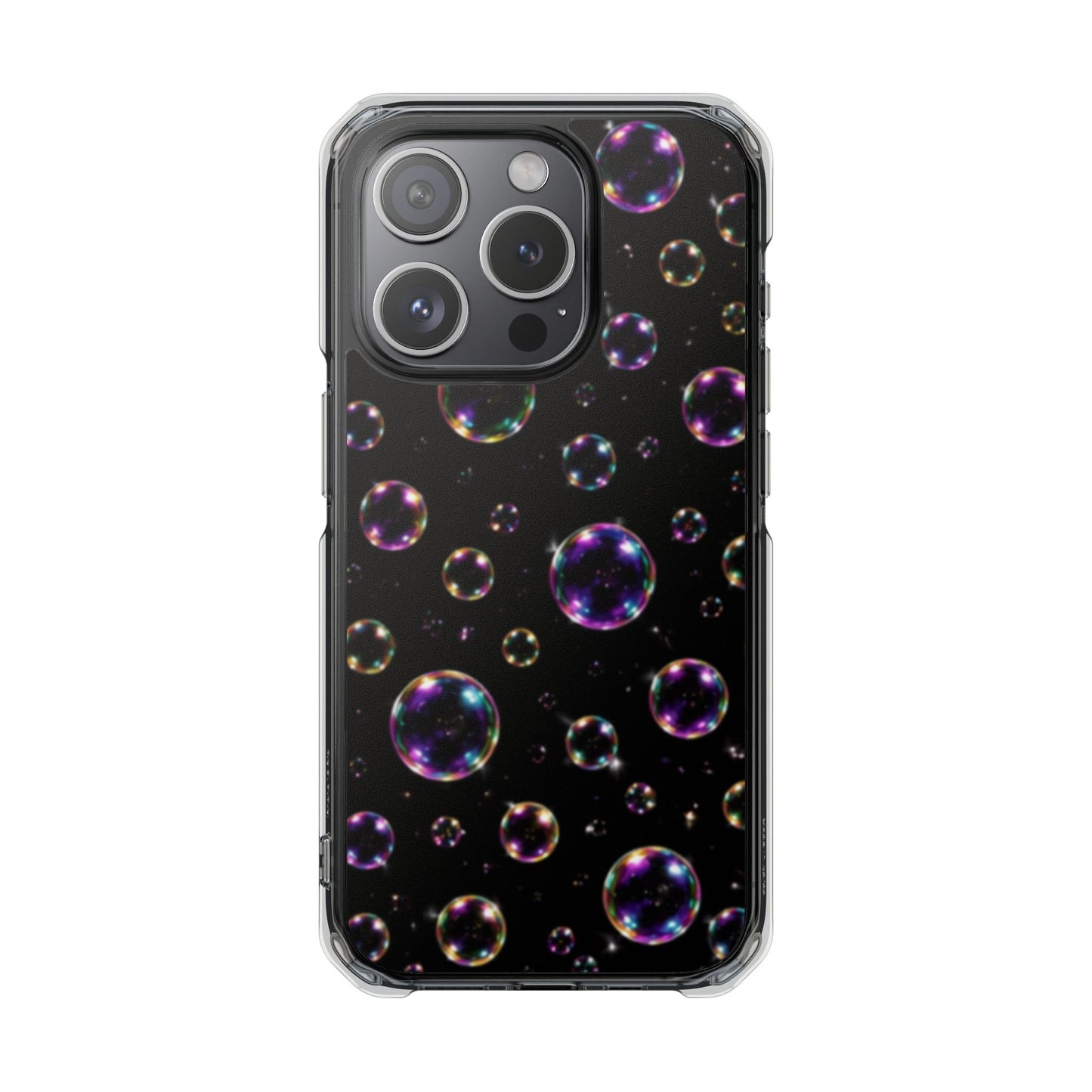 Black Bubbles Magnetic Clear iPhone Impact Cases