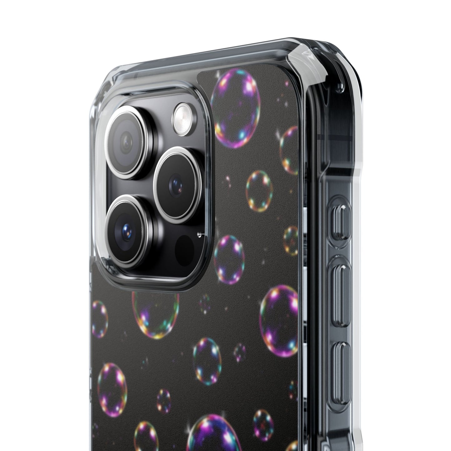 Black Bubbles Magnetic Clear iPhone Impact Cases