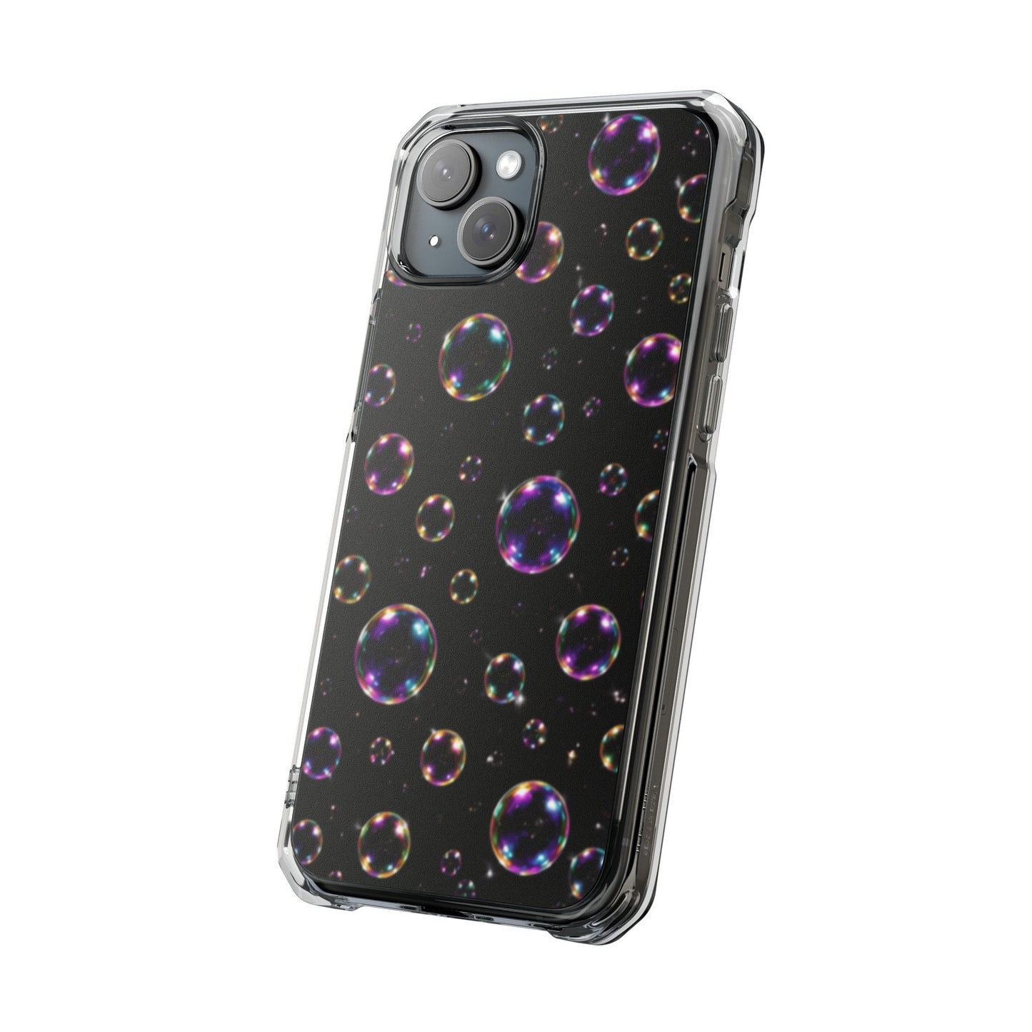 Black Bubbles Magnetic Clear iPhone Impact Cases