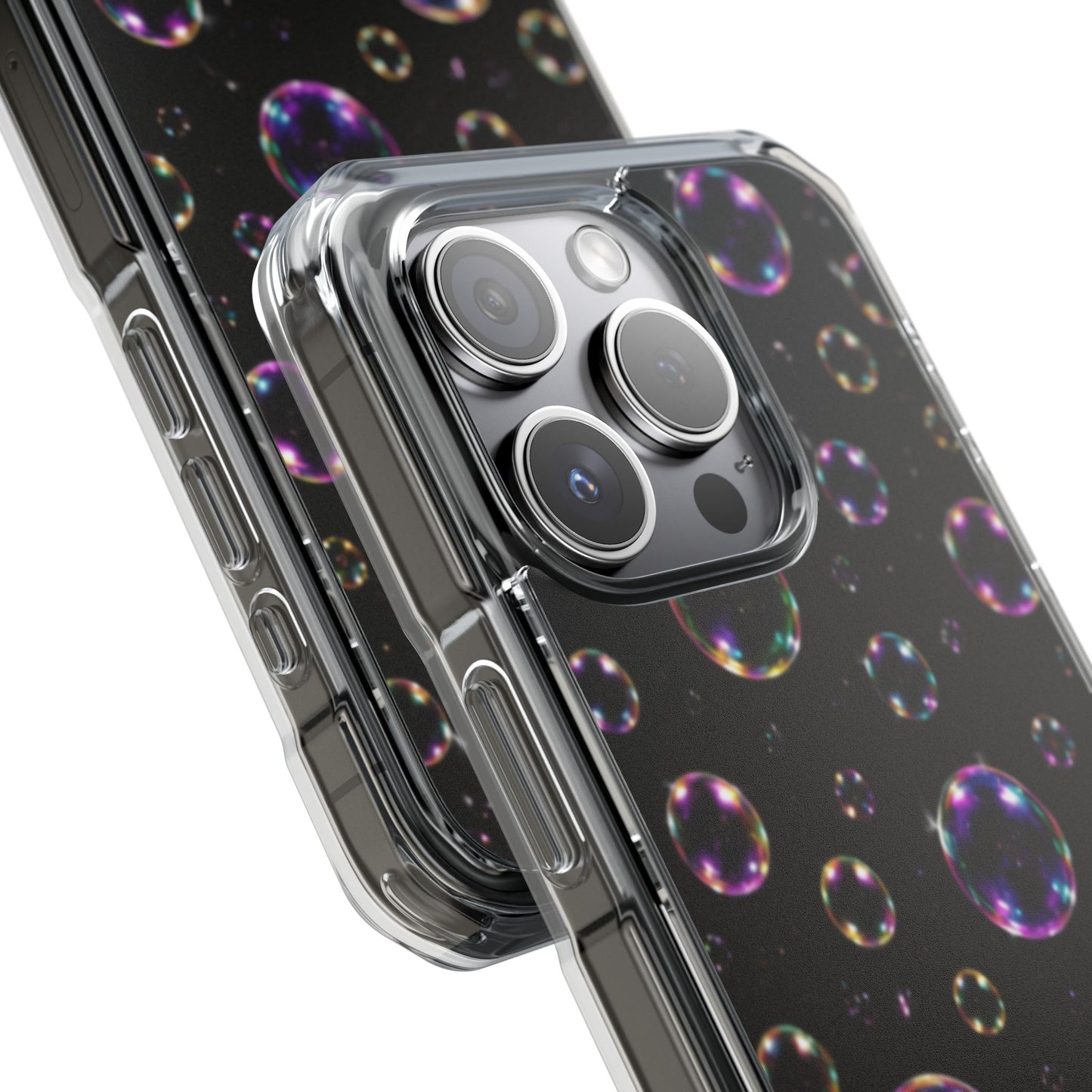 Black Bubbles Magnetic Clear iPhone Impact Cases