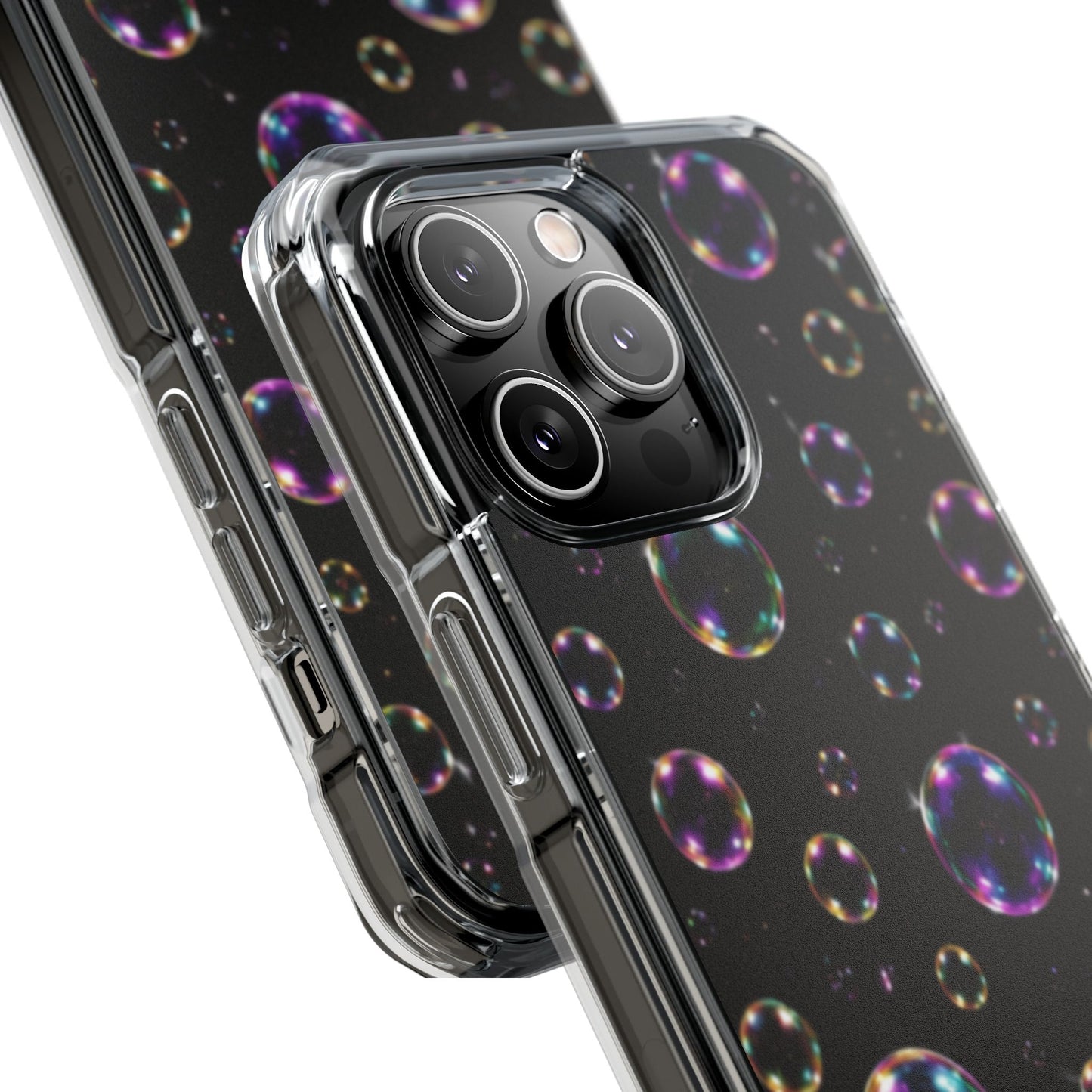 Black Bubbles Magnetic Clear iPhone Impact Cases