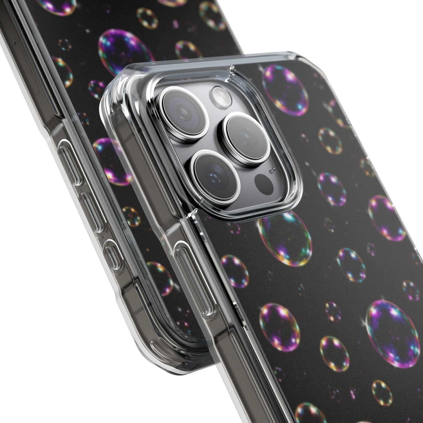 Black Bubbles Magnetic Clear iPhone Impact Cases