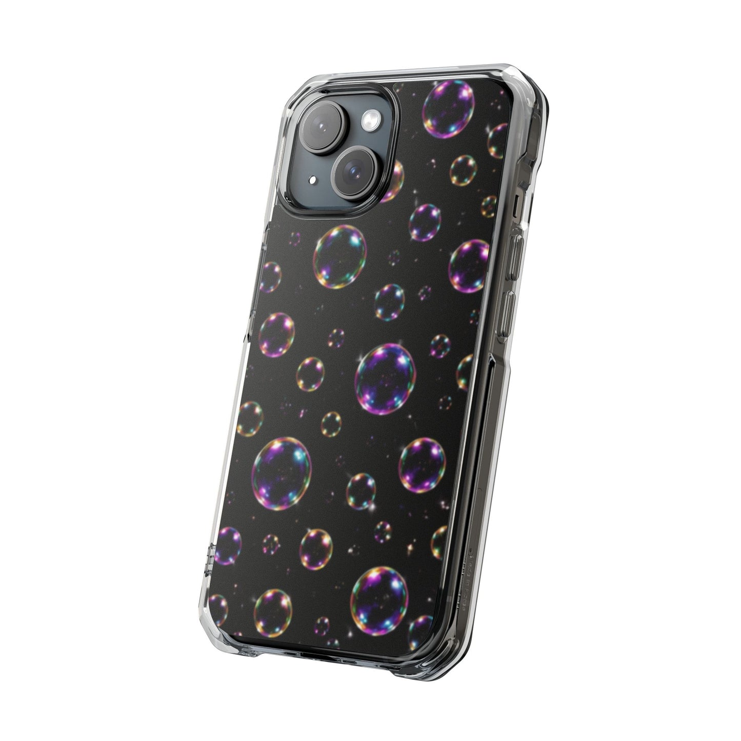 Black Bubbles Magnetic Clear iPhone Impact Cases