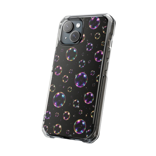 Black Bubbles Magnetic Clear iPhone Impact Cases