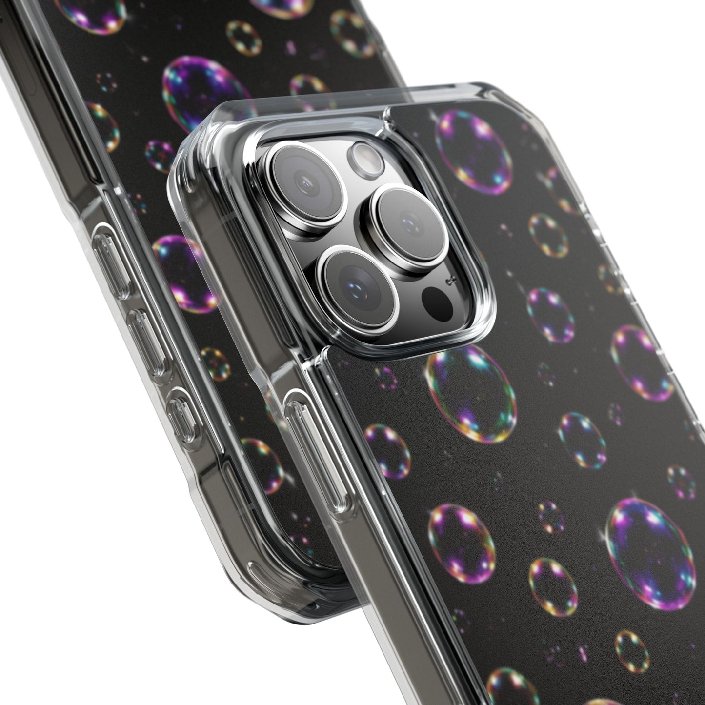 Black Bubbles Magnetic Clear iPhone Impact Cases