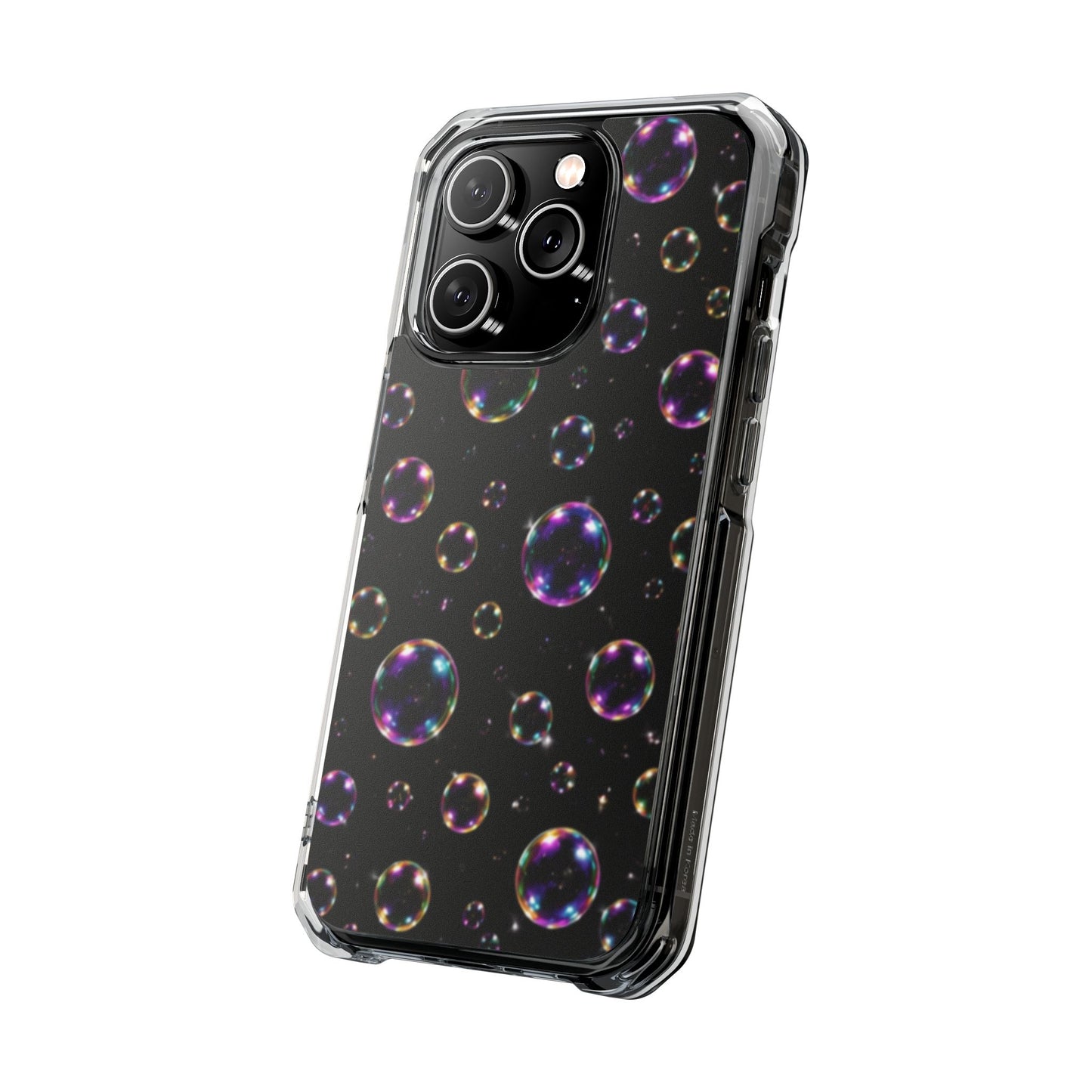 Black Bubbles Magnetic Clear iPhone Impact Cases