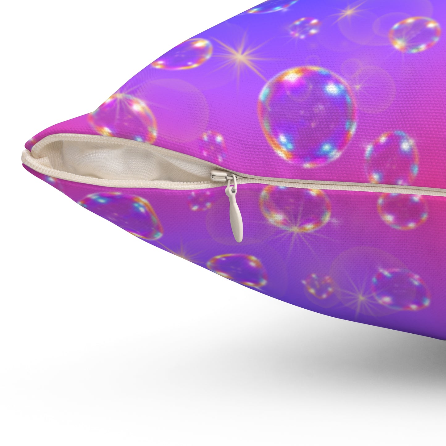 Purple/Pink Bubbles Spun Polyester Square Pillow