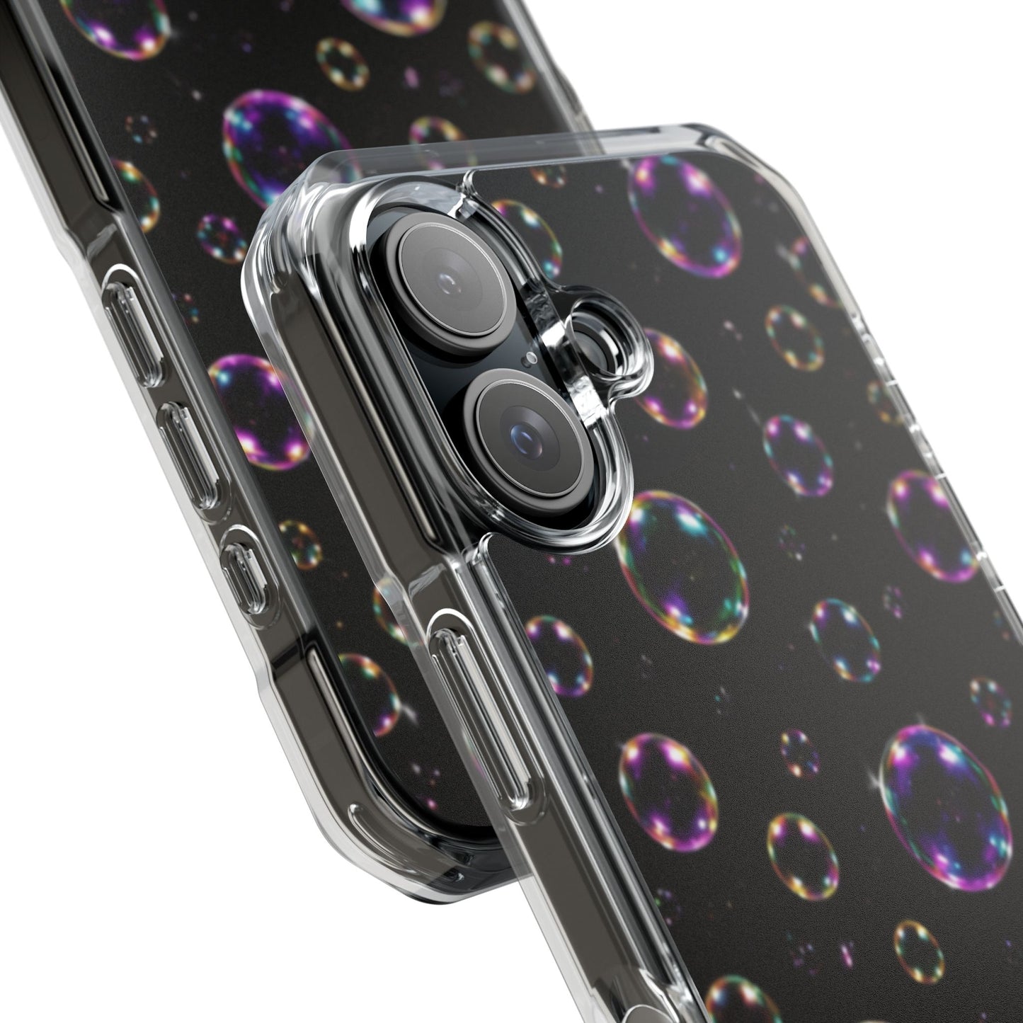 Black Bubbles Magnetic Clear iPhone Impact Cases